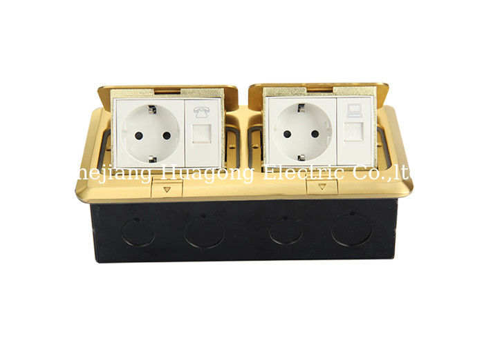 Brass Alloy Double Floor Socket 2 Gang Socket Outlet With Quick