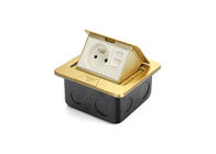 Hidden Brass Pop Up Floor Outlet With Modular Jack , Gold French Socket