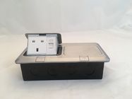 Silver Electrical Ground Floor Power Socket Outlet Box 2 EU Power + 2 Network