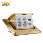 HGD 2F AC1 Hidden Brass Pop Up Floor Outlet With Modular Jack