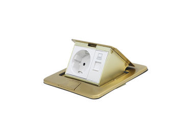 2 Pole 3 Wire RJ45 Floor Box Brass Covered Slowly Spring Out For Class Room