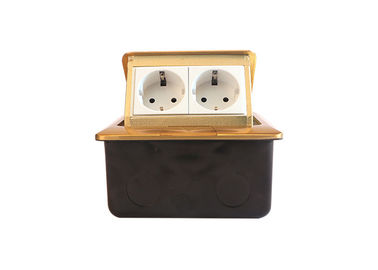 Golden Brass Twins Electrical Socket Pop Up Floor Outlet For Hotel Airport Purpose