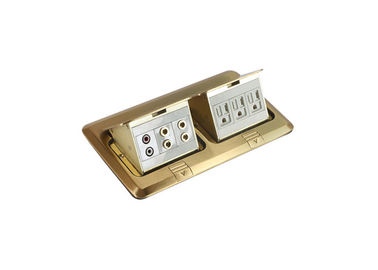 Gold Color Polished Brass Alloy 2 Gangs Euro Standard Pop Up Floor Outlet With USB Socket