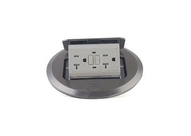 Silver Polished Waterproof Floor Outlet , Duplex 20A Round Pop Up Outlet