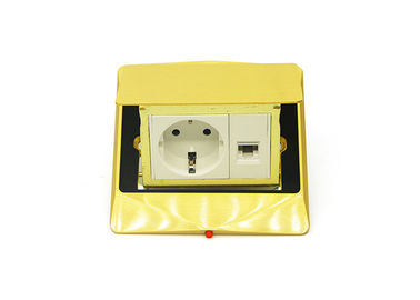 Splash Proof Floor Mounted Power Outlet Golden Color With Internet Data CAT5
