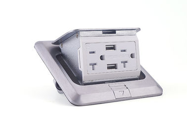 Silver Finish Table Pop Up Outlets For Convenience Aluminium Alloy Cover