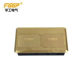 Gold Copper Color Network Double Floor Socket Box , Floor Electrical Outlet