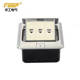 Double Computer One Way Under Floor Power Outlet Socket With 6 Rj45 Jack