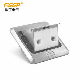 Two Rj45 Floor Socket Internet Floor Mounted Electrical Outlet With Cat 6 Network