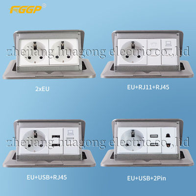 Double Outlet Pop Up Floor Socket 16A EU Standard With Computer Charging Port