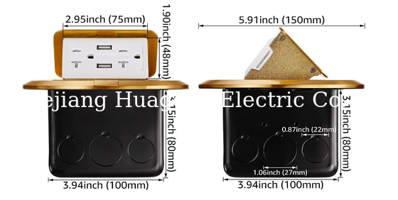 Customized GFCI Water Rated Round Floor Socket 125v Brass Alloy