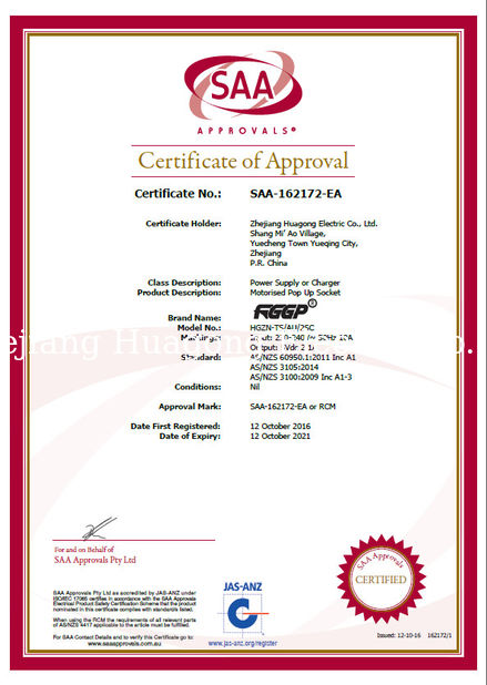 China Zhejiang Huagong Electric Co.,ltd certification